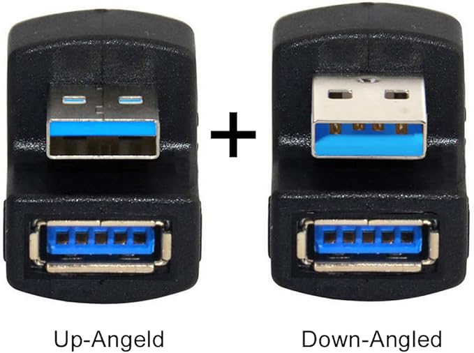 xiwai 1 Set Up & Down Angled USB 3.0 Adapter A Male to Female Extension 180 Degree 5Gbps