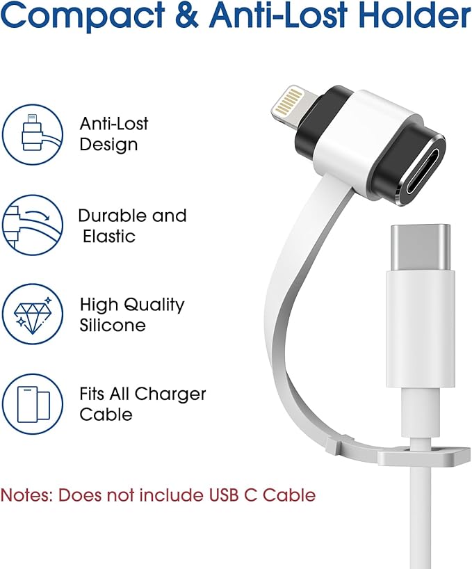 TechMatte Female USB C to Male Lightning Adapter 3 Pack 2.2A Charging Data Transfer, Compatible with iPhone 14, 13, 12, 11 Xs SE iPad iPod AirPods, Not for Audio Headphones/OTG Android Anti-Lost Black
