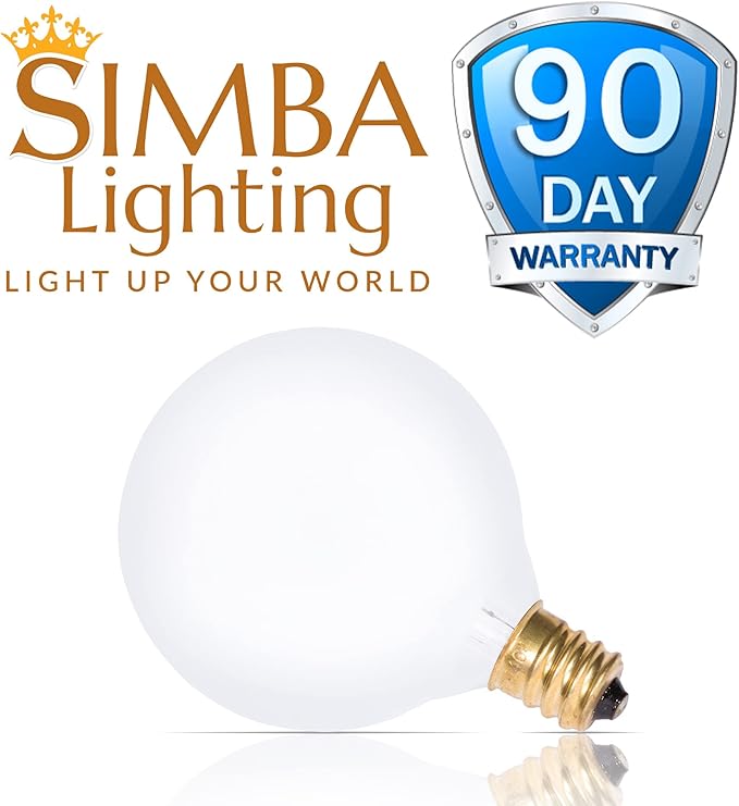 Simba Lighting Small Globe G16.5 Round Bulb 40W E12 Candelabra Base (10 Pack) for Chandelier, Ceiling Fan Light, Decorative Vanity Lights, Wall Sconce, Frosted Glass 120V, 2700K Warm White Dimmable