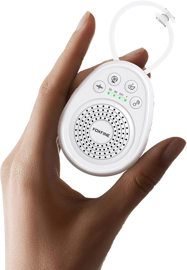 FOXFINE White Noise Machine, Portable Sound Machine with 30 Soothing Sounds, Timer, for Sleeping, Baby, Adults, Home & Travel, White