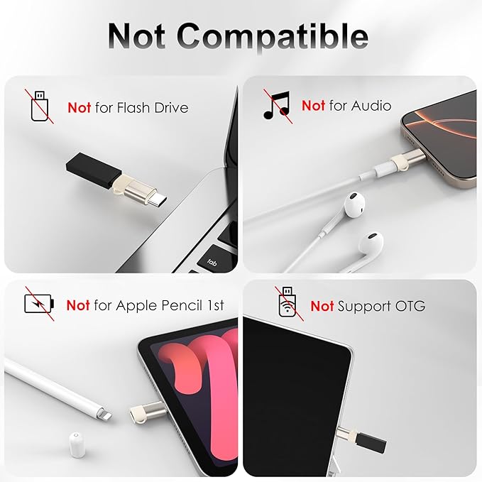 4 Pack Lightning to USB C Adapter for iPhone 15/16/17 Pro Max/Plus, Samsung - Fast Charging & Data Transfer, Lightning Female to USB C Male Adapter, Not for iPencil/Headphones/OTG