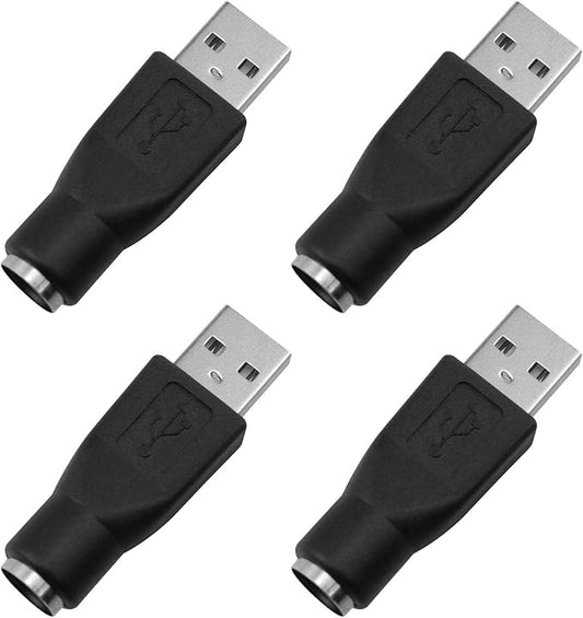 4 Pack USB to PS2 Adapter, PS/2 Female to USB Male Converter, Black, PS2 to USB Adapter for Mouse and Keyboard