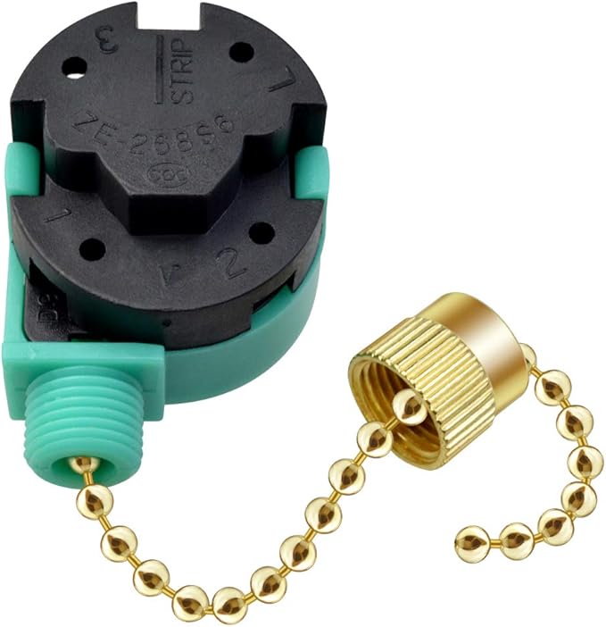 3 Pack Ceiling Fan Switch 3 Speed 4 Wire Zing Ear ZE-268S6 Fan Pull Chain Switch Replacement Speed Control Switch for Ceiling Fan Light, Wall Lamps, Cabinet Light (Multicolored)