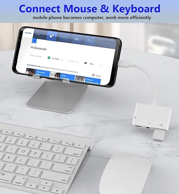 USB C to USB Adapter for MacBook, 3-in-1 USB C to USB-A OTG Splitter with 3.5mm Audio Jack and PD Fast Charging Port Compatible with iPhone 15, iPad Pro, Samsung Galaxy S23