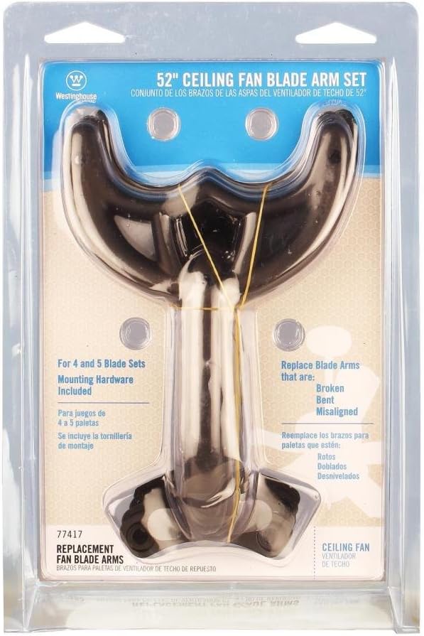 Westinghouse 7741700 52 inch Oil Rubbed Bronze Finish Replacement Fan Blade Arms, Five Pack,