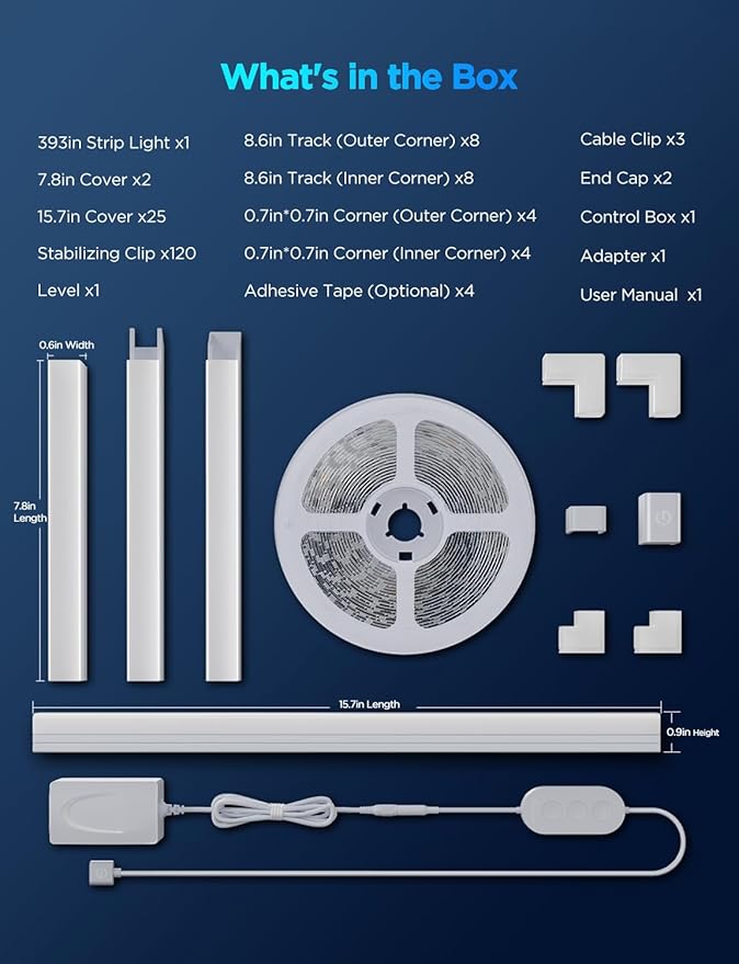 Govee RGBIC LED Strip Lights 32.8ft with Covers, Smart Lights Work with Alexa and Google Assistant, LED Diffuser Channel with LED Lights for Bedroom, Skirting Lines, Studio, Cabinet