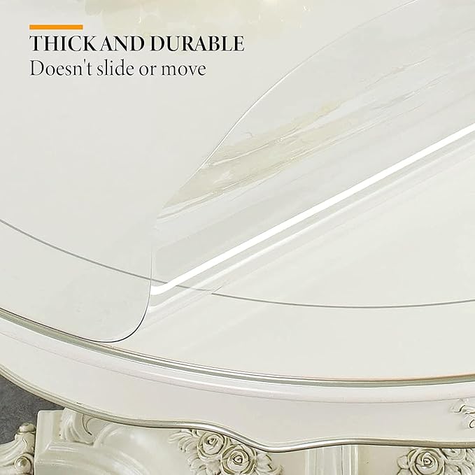 Deep Dream 1.5mm Thick 70 Inches Clear Round Table Protector, Round Table Cover, Tablecloth Protector, Table Protector for Dining Room Table & Office