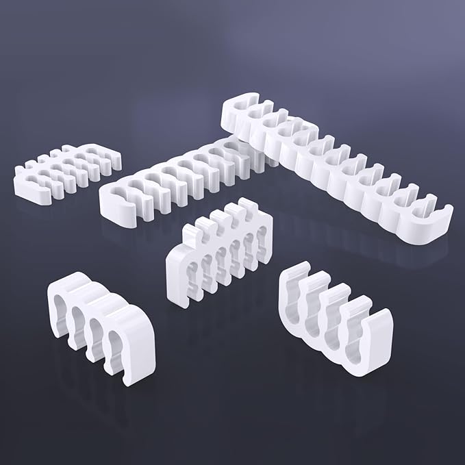 Sirlyr PSU Wire Management Kit – 24 PCS PC ATX Power Supply Cable Organizer Clips (12VHPWR x4, 24 Pin x4, 8 Pin x16) – 3mm to 3.5mm Wire Gauge – White
