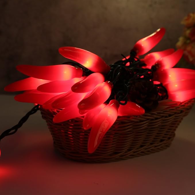 LIDORE Chili Pepper String Light Summer Kitchen Garden Patio Decoration Fairy Light Connectable Plug in UL Listed 35 Counts Red Chili 13FT