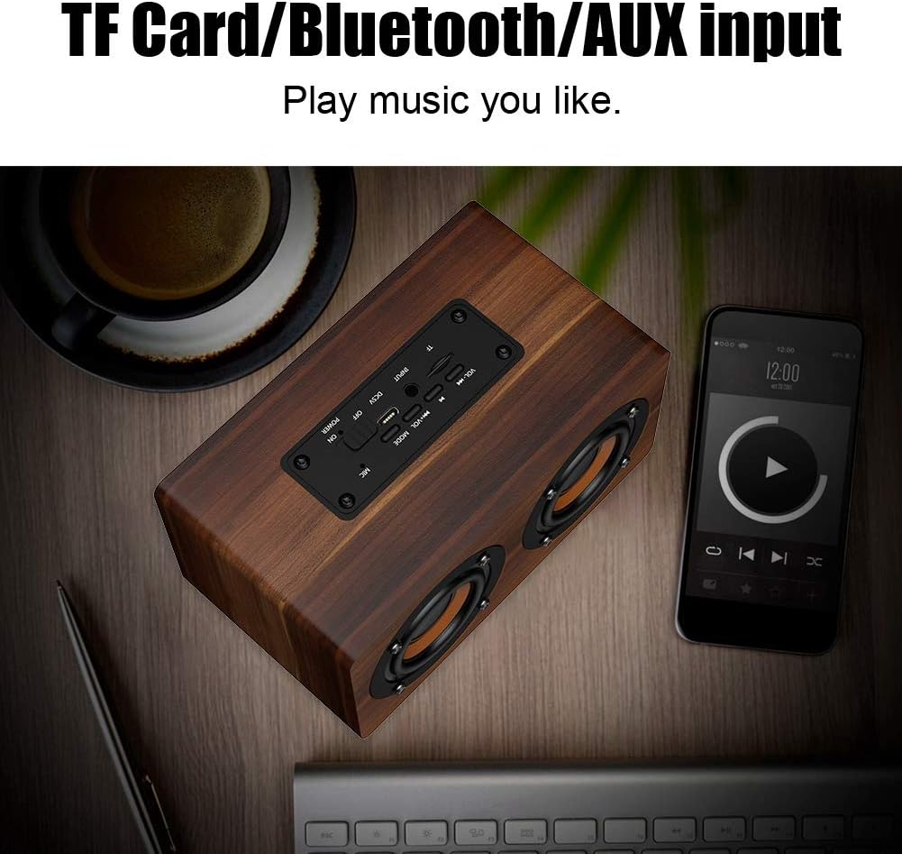 Yoidesu Bluetooth Speakers, Home Party Wireless Speaker with FM Radio, Portable Bluetooth Speaker (Brown)