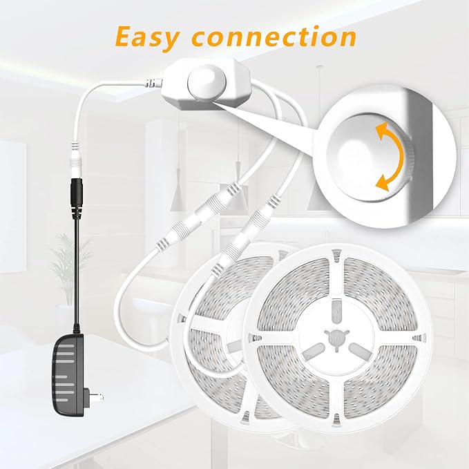 phopollo Warm White LED Strip Lights, 50ft (2 Rolls of 25ft) Dimmable 3000k Warm White Led Light Strip, 900 LEDs Flexible Led Lights for Bedroom, Mirror, Kitchen Decoration