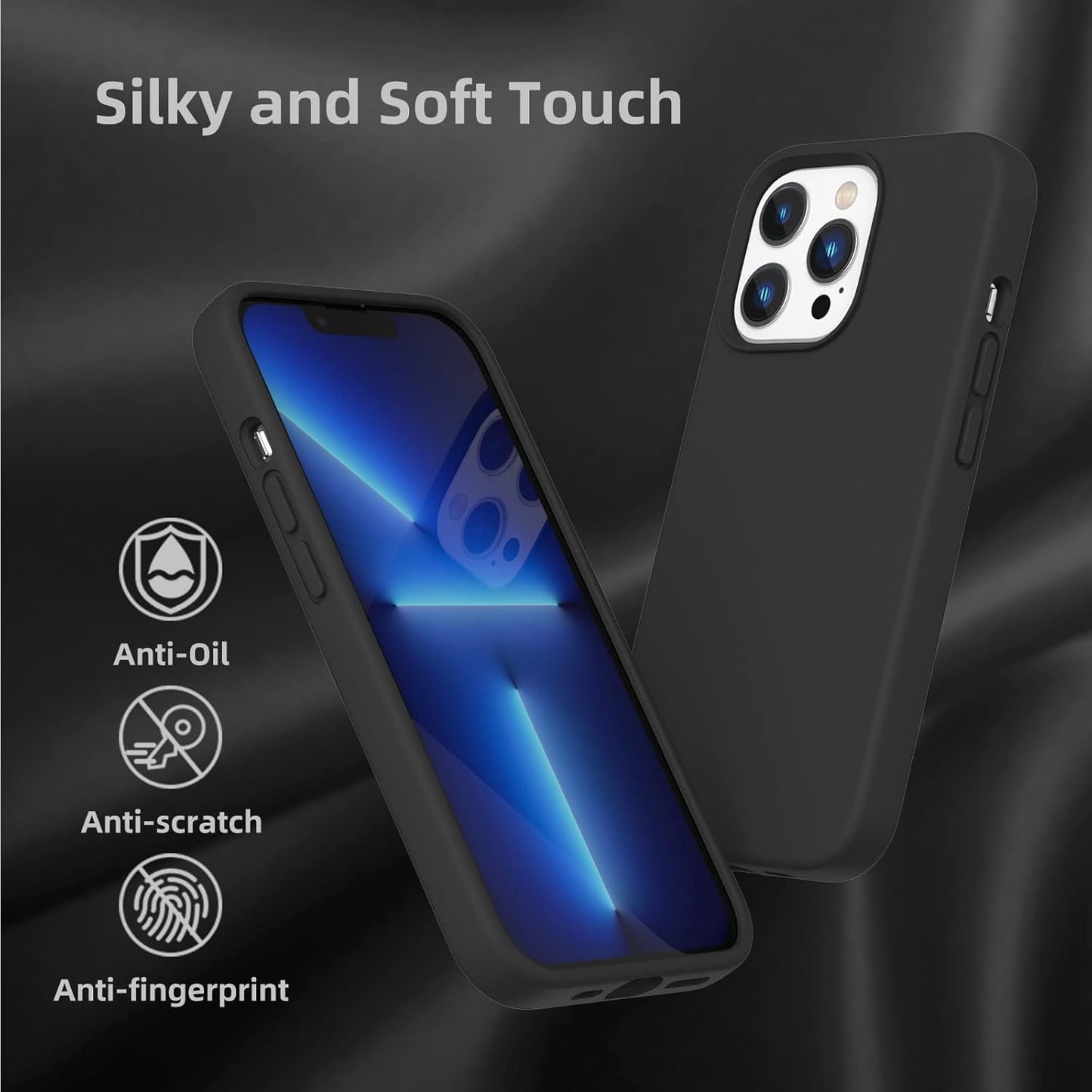 K TOMOTO iPhone 13 Pro Case, [Drop Protection] [Anti-Fingerprint] Shockproof Liquid Silicone Cover with Microfiber