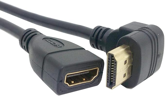 chenyang HDMI Extension Cable,HDMI 1.4 Male to Female 90 Degree UP Angled Extension Cable 0.5m