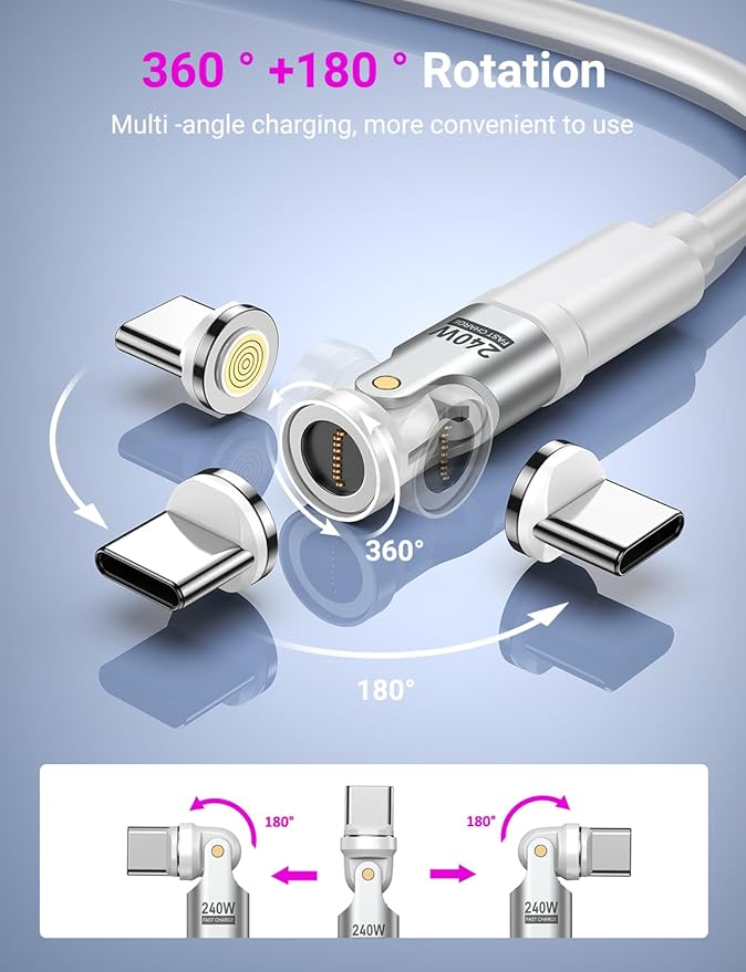 USB C Magnetic Adapter PD 240W(2Pack), 9PIN USB C 90 Degree Adapter/C Right Angle Adapters/180 Degree C Connector/C to C Adapters for 1Phone 17/16/15, Ma-Book Pro/1Pad Series, Samsung Galaxy Series