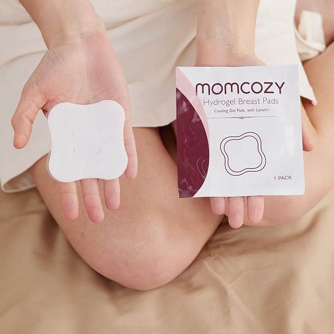 Momcozy Hydrogel Nipple Pads with Soothing Lanolin, Soothies Gel Nursing Pads Provide Instant Cooling Relief, Breastfeeding Essentials, 6 PCS