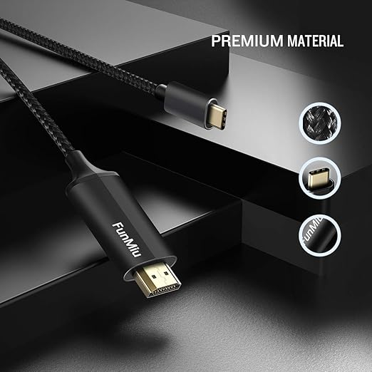 USB C to HDMI Cable, [4K, High-Speed] USB Type C to HDMI Cable for Home Office, [Thunderbolt 3/4 Compatible] for MacBook Pro/Air 2020, iPad Air 4, iPad Pro 2021, iMac, S23, XPS 17, and More-10ft black