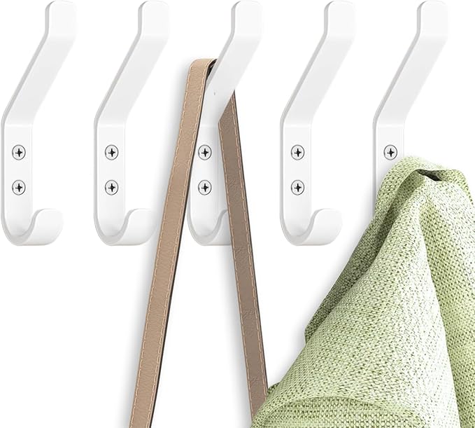 GlazieVault Coat Hooks for Wall – Door Hooks (10 Pack) - Heavy Duty Wall Mounted - Premium Design Rust Free Hooks