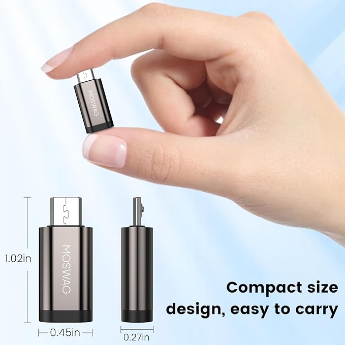 MOSWAG USB C to Micro USB Adapter(4 Pack), USB Type C Female to Micro USB Male Converter USB C to Micro Charge & Data Sync Compatible with Samsung Galaxy S7 Edge S6 (Brown)