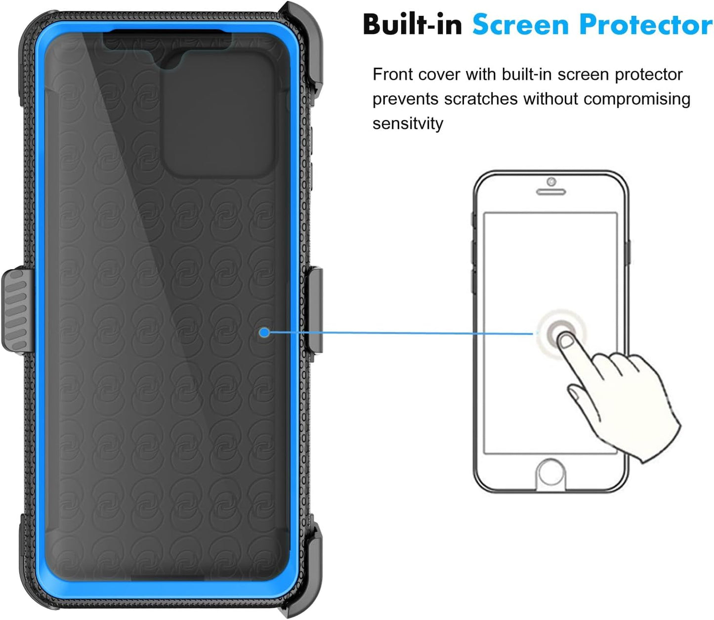 Njjex for Moto G Stylus 2023 5G Case, Shockproof Heavy Duty Holster with Built-in Screen Protector, Blue