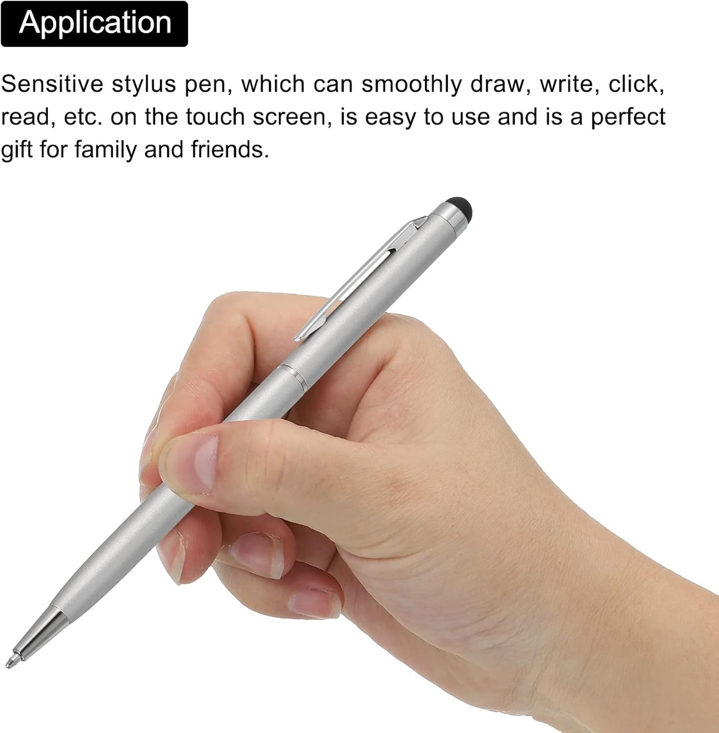 MECCANIXITY 12pcs 2 in 1 Universal Capacitive Stylus Pens for Touch Screens, Black Ink Ballpoint Pen with Stylus Tip