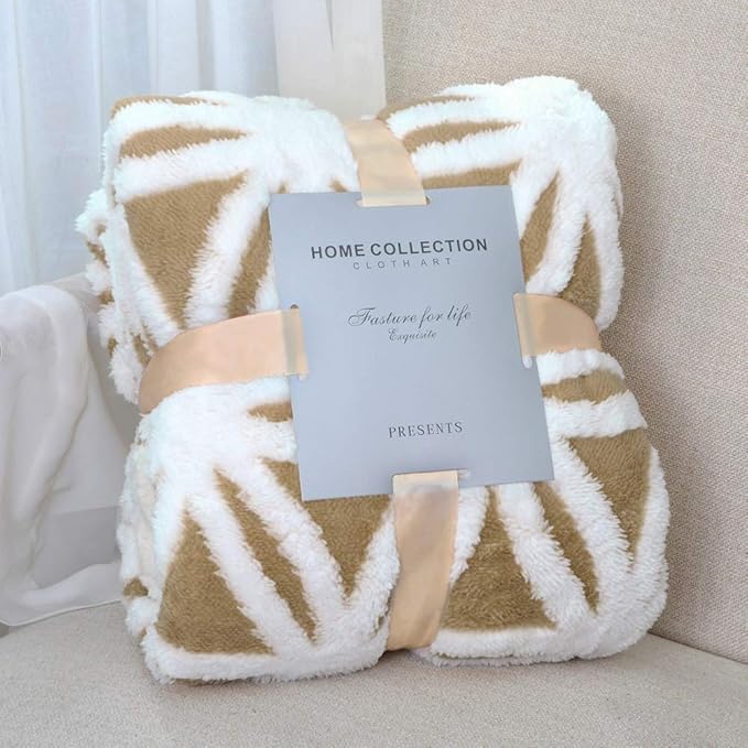 LOMAO Sherpa Fleece Blanket Fuzzy Soft Throw Blanket Dual Sided Blanket for Couch Sofa Bed (Khaki, 60''x80'')