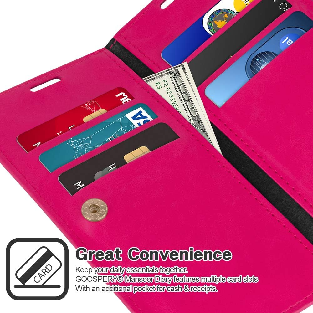 GOOSPERY Mansoor Wallet Case for Samsung Galaxy S10 Plus (2019) - Hot Pink Double Sided Card Holder Flip Cover