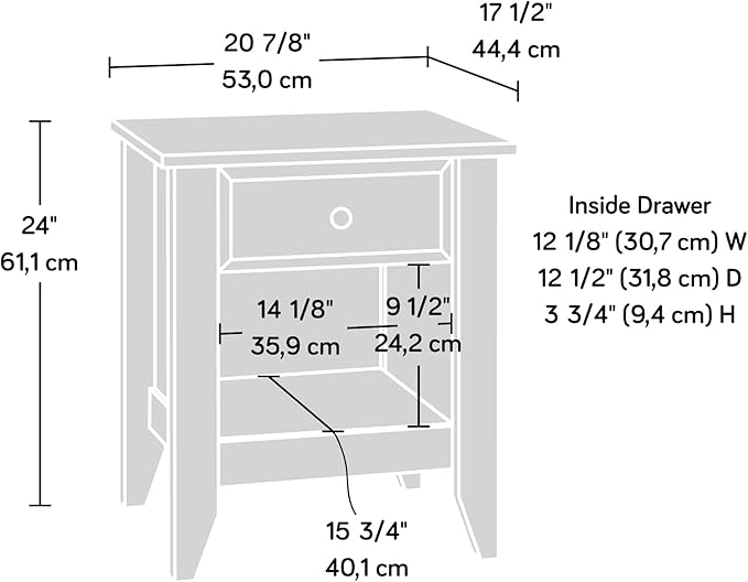 Sauder Shoal Creek Night Stand, Bedside Table, Bedroom Side Table, in Soft White finish
