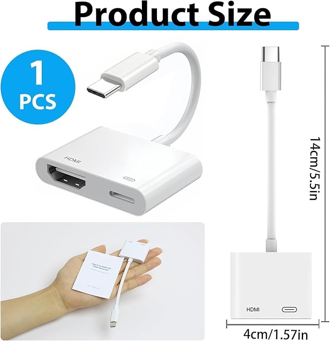 [Apple MFi Certified] USB C to HDMI Adapter for iPhone 17 16 to TV, USB-C Digital AV Adapter 4K Sync Screen Cable with Fast Charging Port Plug & Play for iPhone 17 16 15 iPad on HDTV/Projector/Monitor