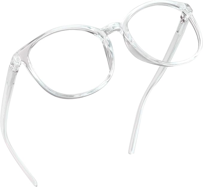 LifeArt Round Blue Light Blocking Glasses, Computer Glasses, Gaming Glasses, TV Glasses for Women Men (Clear, 3.25 Magnification)