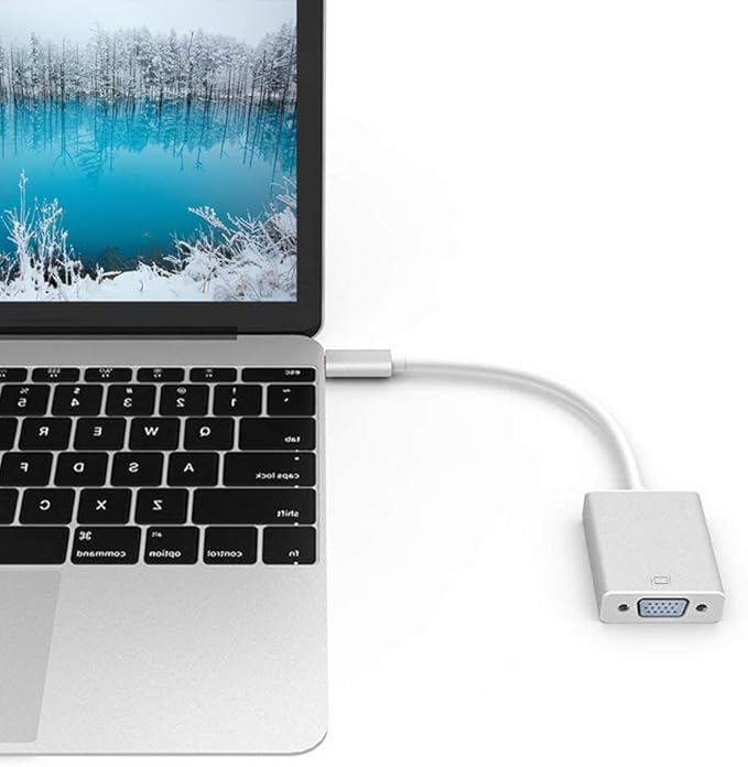 USB-C to VGA Adapter, USB 3.1 Type C (Thunderbolt 3) to VGA Converter Compatible with MacBook Pro, New MacBook, MacBook Air 2018, Dell XPS 13/15, Surface Book 2 and More (Silver)