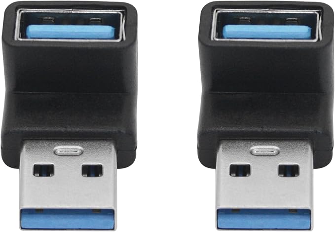 2Pcs Right Angle USB 3.2 Male to Female Adapter 10Gbps, 90 Degree USB Type A 3.1 Data Transfer Extender Connector Support 3A Fast Charging, for Computer, Laptop, Mouse, Keyboard etc - (Up Angle)