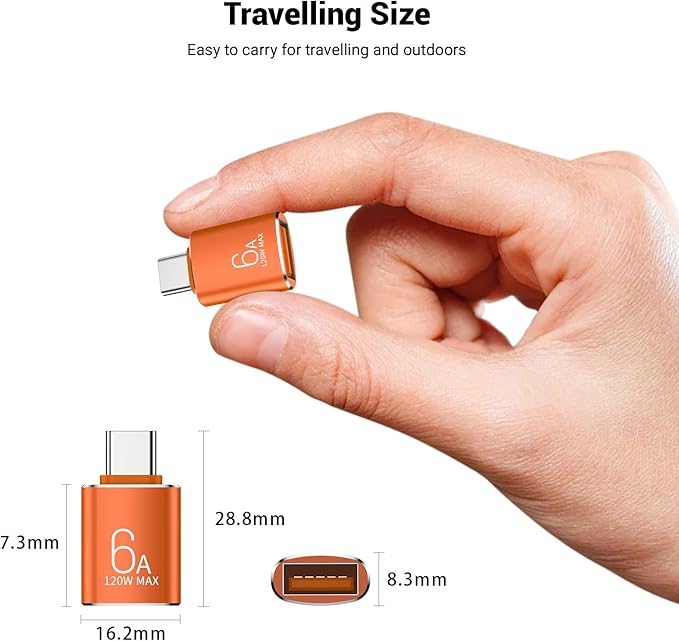 Pastall 10 Pack 10Gbps/120W USB C to USB3.1 Adapter, Orange Type C Male to USB Female Adapter for Smartphone, PC, Laptop, Tablet, Keyboard etc.