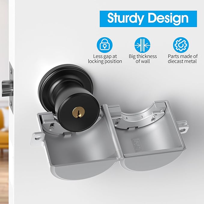 AST Door Knob Lockout Device with Passcode Padlock, Childproof Door Knob Cover, Lock Out to Smart Doorknob. Safety Cover for Faucet, Valve, Spigot. Prevent Access to Keyhole, Matte Silver