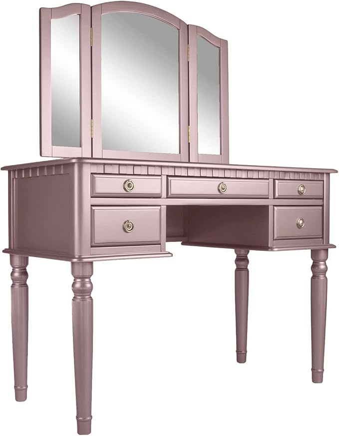 BOBKONA PDEX- Croix Collection Vanity Set With Stool, Rose Gold