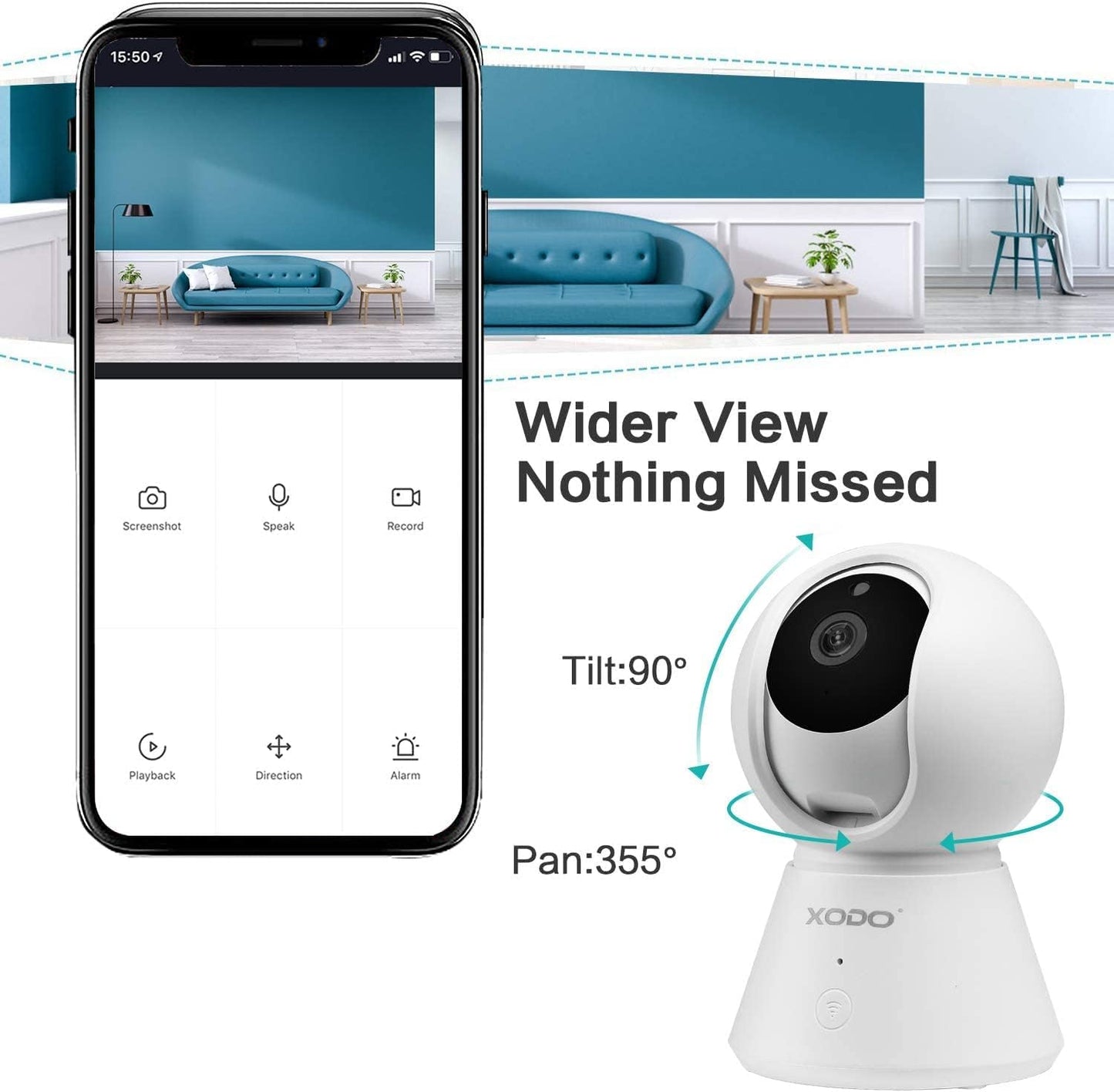 XODO Wireless Security Camera, E6 IP 1080P HD Indoor WiFi Camera for Home Security, Baby Monitor, Night Vision