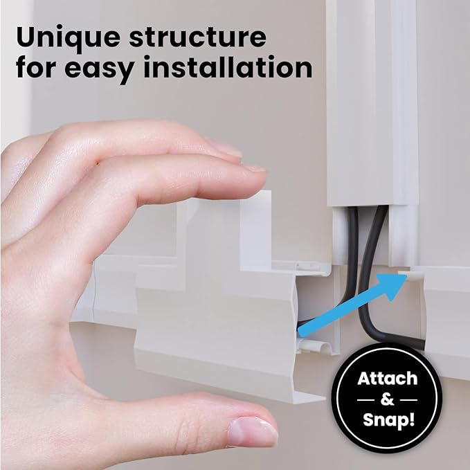 EVEO Cable Hider Wall 306” - Cable Raceway Cord Hider - Wire Covers for Cords on Wall, Cord Cover, Wall Cable Hider, Cable Concealer, Wire Hiders for TV on Wall - 20X (L16 W0.95 H0.5) - Medium | Beige
