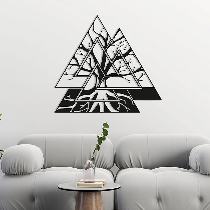 Metal Viking Wall Decor, Tree of Life Metal Wall Art, Norse Viking Decor, Norse Pagan Decor, Pagan Wall Decor, Tree of Life Wall Sculpture, Scandinavian Home Decor, Godly Home Decor (Silver, 35"x35"|90x90cm)