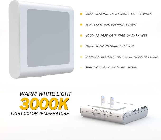 MAZ-TEK Plug in Dimmable Led Night Light with Auto Dusk to Dawn Sensor, Soft Warm White Nightlights for Hallway,Bedroom, Kids Room, Kitchen, Stairway, 4 Pack