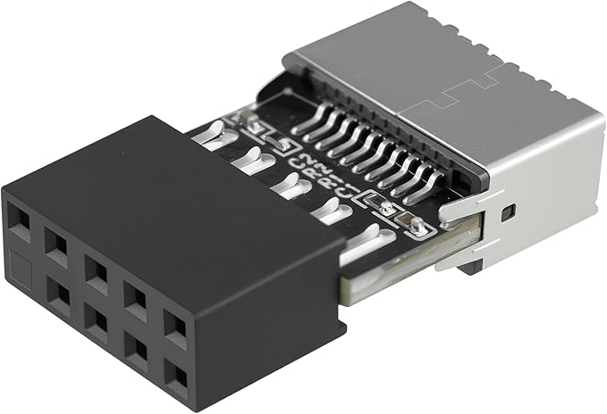USB 2.0 to USB 3.2 Gen 1 Header Adapter, Internal 9 Pin Female to 3.1 Type-E (A-Key) Female for Front Panel Connector Motherboard (1 Pack)