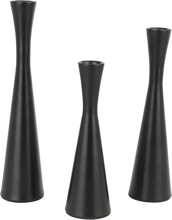 Vixdonos Matte Black Taper Candle Holders Metal Candlestick Holders Set of 3 Table Mantel Decorative Candle Stand for Dinning,Party，Wedding,Home Decor(Matte Black)