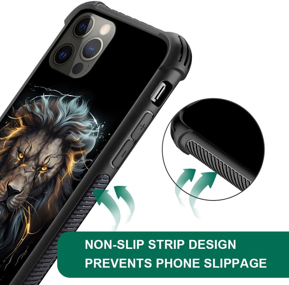 DJSOK Case for iPhone 11, Black and Gold Lion Shockproof Rugged Cover Case for iPhone 11