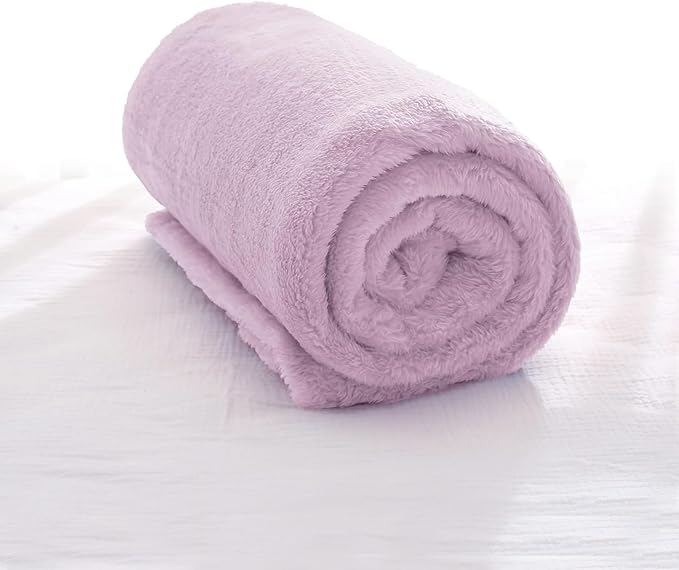 Exclusivo Mezcla Plush Fuzzy Fleece Throw Blanket, Super Soft, Fluffy and Warm Blankets for Couch, Bed, All Season Use (40x50 Inches, Light Purple)
