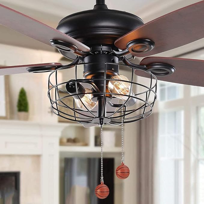 Ceiling Fan Pull Chain 12 inch Pull Chain Extension Fan Chain Extender Ceiling Fan Pulls Ornament with Ball Fan Chain Connector for Lighting Fans, 1 PACK (BASKETBALL)