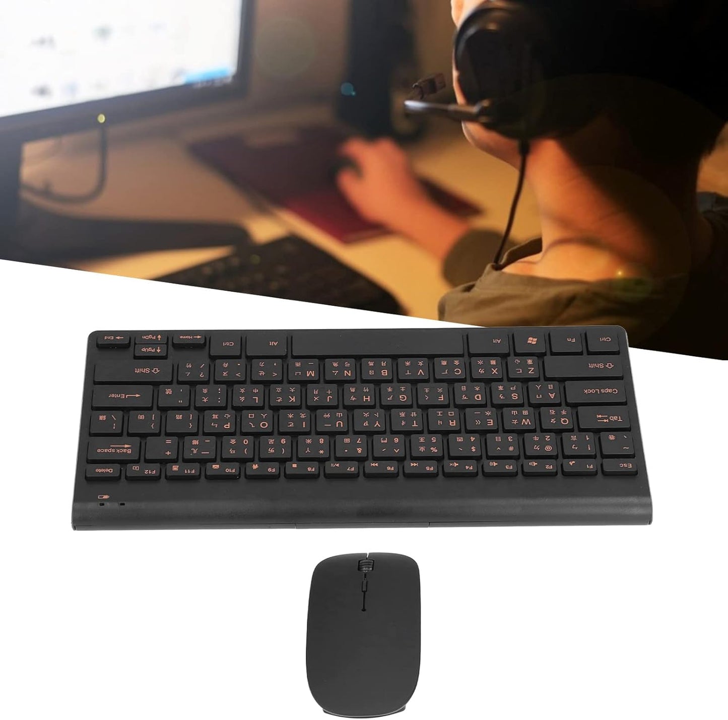 Zyyini Chinese English Keyboard, 78 Keys 2.4G Traditional Cangjie Character Keyboard, Thin Lightweight Silent Combos