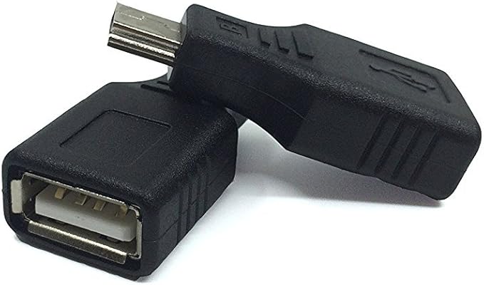 2 Pack USB 2.0 Type A to Mini USB 5-Pin Type B Female/Male Adapter - Black
