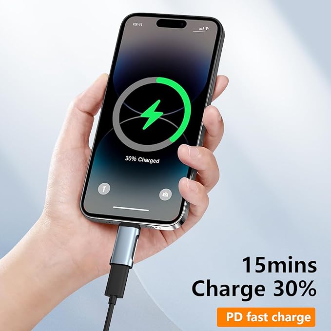 Lig-htn-ing to USB-C Adapter, Lig-htn-ing Female to USB-C Male Adapter, Suitable for Phone 15/Plus/Pro/Max, Pad, and Other C-Type Devices, Does not Support Headphone and OTG Functions