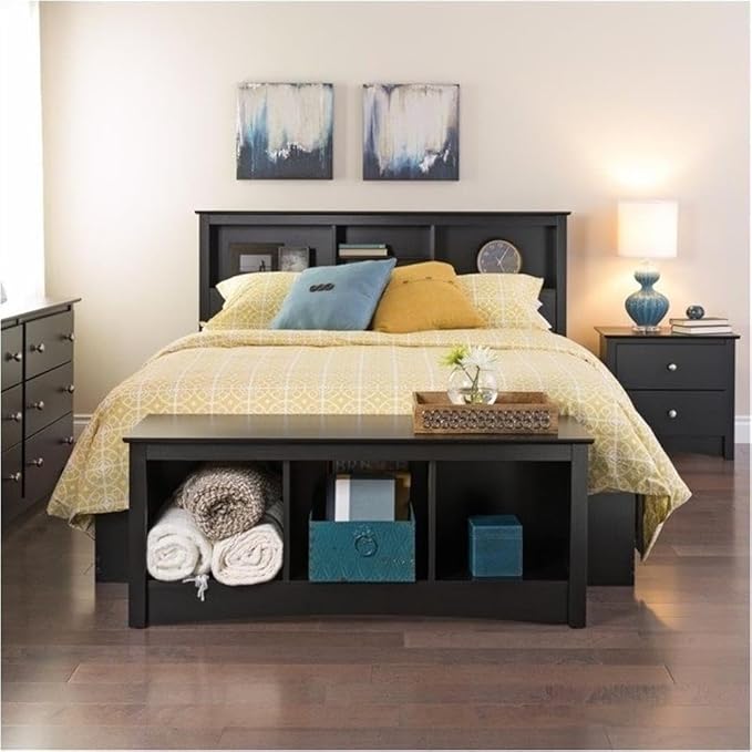 Prepac Sonoma Traditional Nightstand Side Table with 2 Drawers, Functional 2-Drawer Bedside Table 16" D x 23.25" W x 21.75" H, Black, BDC-2422