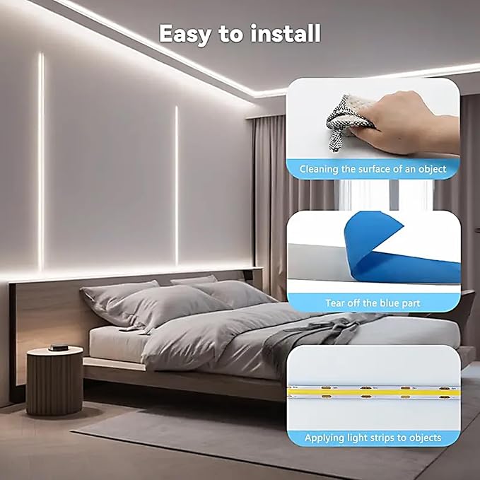 A 5V USB LED Light Strip, COB LED Strip Lights, White 5V LED Lights, Small LED Strip Light, TV Lights for TV Under Cabinet Kitchen Living Room Shelving or Displays (White, 3.28FT x2)