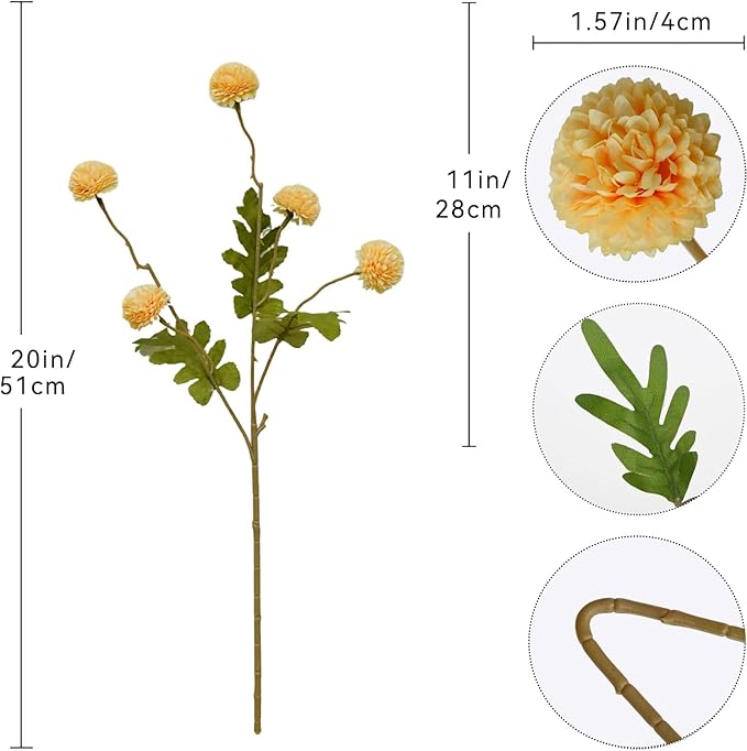 10 Stems Fake Flowers +Eucalyptus Stems Realistic Artificial Flowers Branches For Vase Champ kiku flowers Floral Arrangements Mum Wedding boho bridal bouquet silk for home decoration indoor