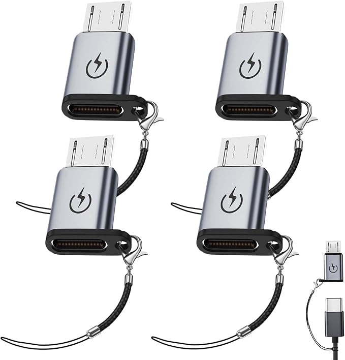 USB C to Micro USB Adapter (4 Packs), ，Micro USB to Type-C Adapter，Supports 18W Fast Charging, Does not Support OTG Connection, Such as Headphones, External Hard Drives, Keyboards